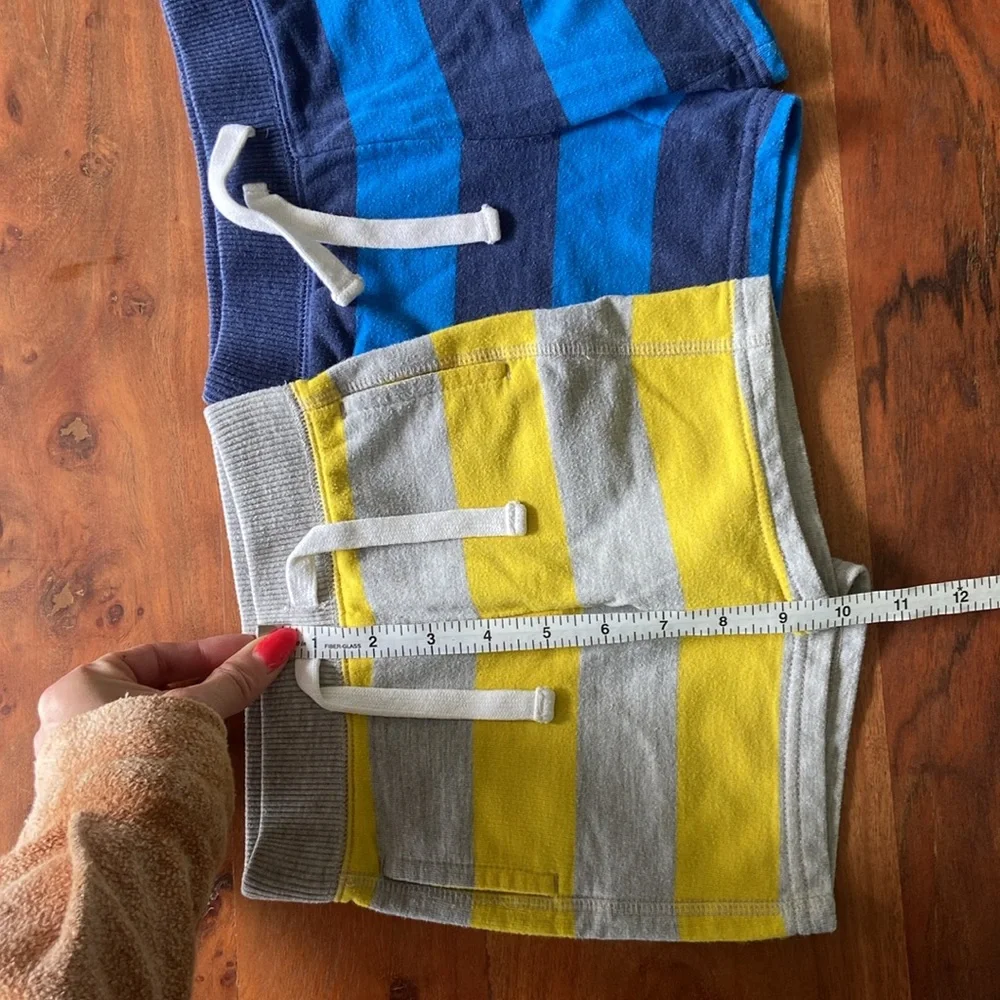 Old Navy boys bundle of two striped shorts blue yellow grey summer 18-24 months